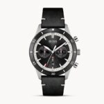 Hugo Boss 1513864 Black Men's Stainless Steel Quartz Watch with Leather Strap