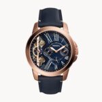 Fossil Grant Twist Three-Hand Blue Leather Watch | ME1162