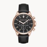 Michael Kors Men's Gage Chronograph Black Leather Watch MK8535