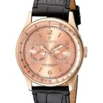 Invicta Men's 6752 Vintage Rose Dial Black Leather Watch