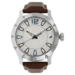 Fastrack White Dial Brown Leather Strap Watch | 3139SL02