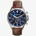 Michael Kors Gage Silver-Tone Leather Watch | MK8362