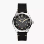 Fossil Easton Three-Hand Black Leather Watch | BQ2791