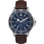 Timex Harborside Multifunction 43mm Leather Strap Watch | TW2U13000