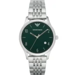 Emporio Armani Dress Silver Green Dial Watch | AR1943