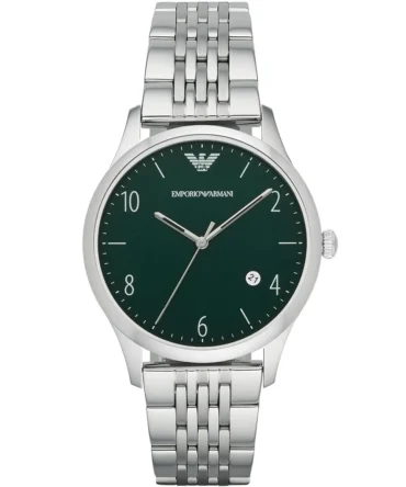 Emporio Armani Dress Silver Green Dial Watch | AR1943