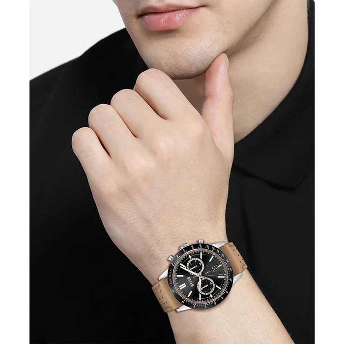 Hugo Boss Allure Chronograph Watch with Camel Brown Strap | HB1513964 - Image 2