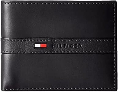 Tommy Hilfiger Men's Leather Wallet – Slim Bifold with 6 Credit Card Pockets