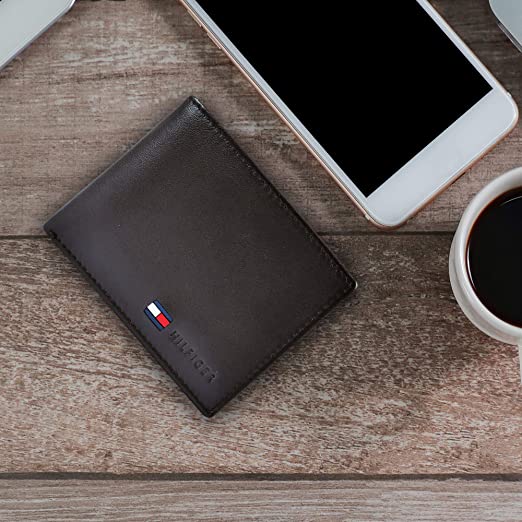 Tommy Hilfiger Men's Leather Wallet – Slim Bifold with 6 Credit Card Pockets