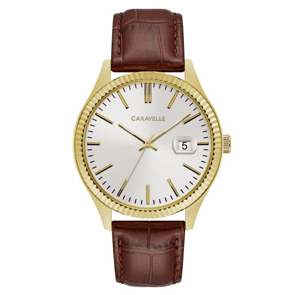 Caravelle by Bulova Dress Watch with Brown Leather Strap 44B115