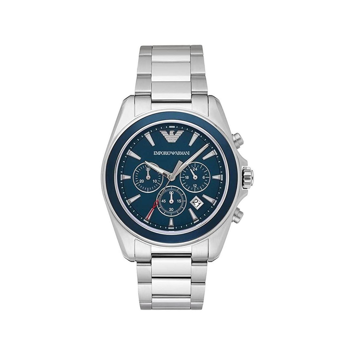 Emporio Armani Men's Blue Dial Chronograph Steel Bracelet Watch | AR6091