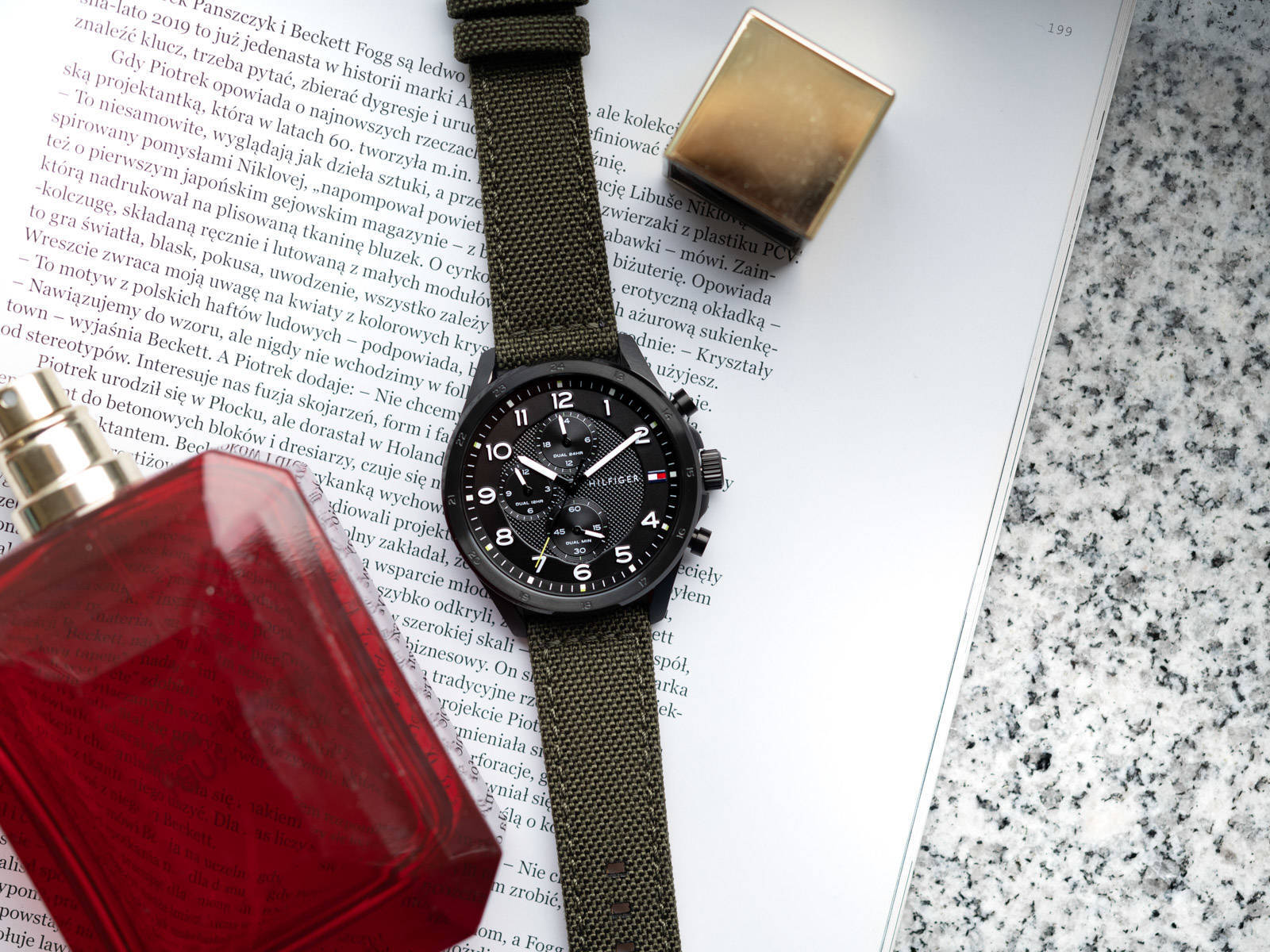 Tommy Hilfiger Axel Green Fabric Strap Watch | 1792006 - Image 2