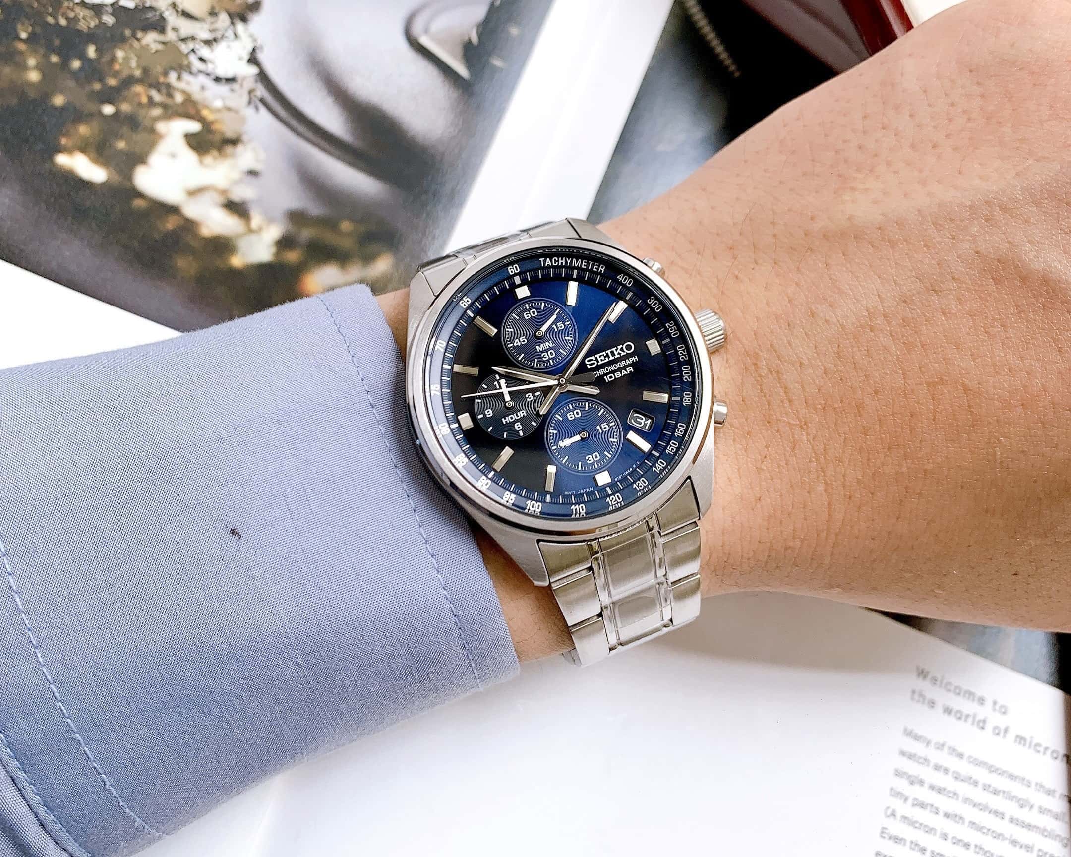 Seiko Chronograph Quartz Blue Dial Men's Watch | SSB377P1 - Image 2