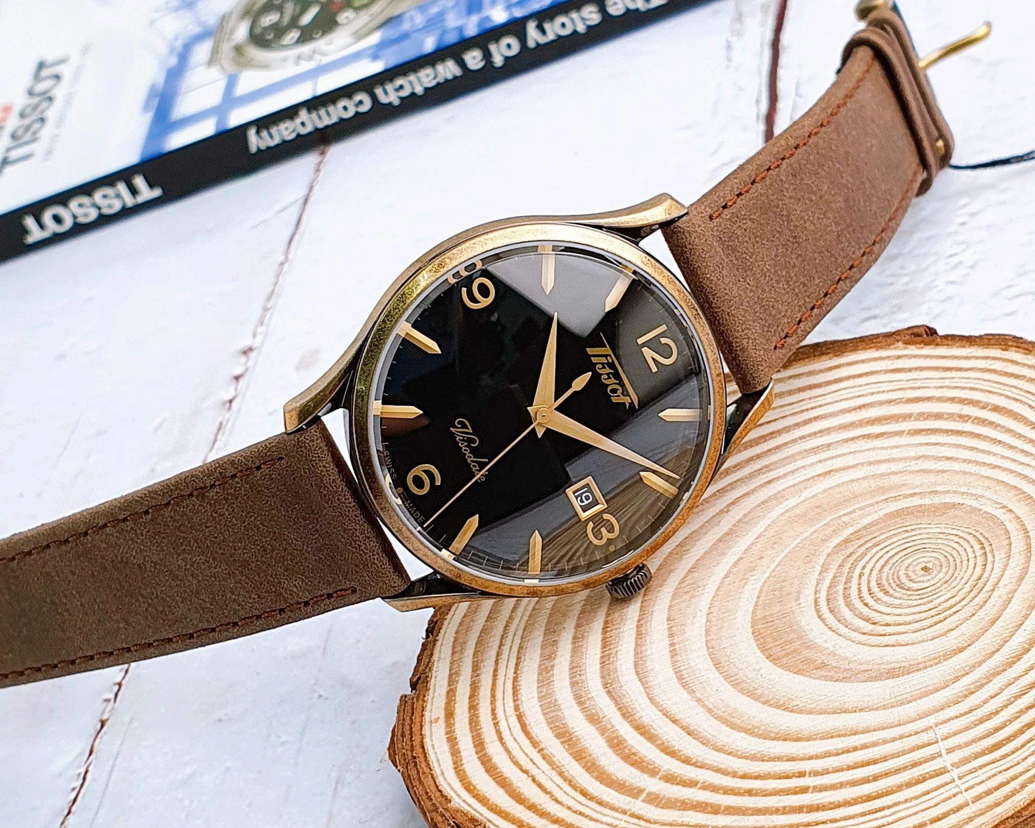 Tissot Heritage Visodate 316L Antique Bronze PVD Coating Swiss Quartz Watch | T1184103605700 - Image 2